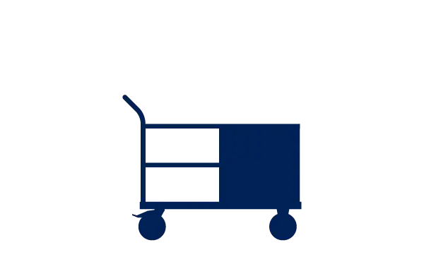 Tischwagen mit Schränken/Schubladen