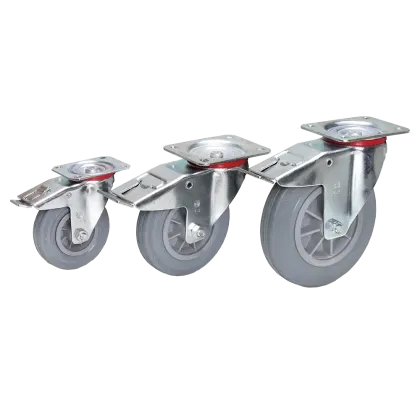 Lenk- und Bockrollen mit blaugrauen Vollgummiräder GH4007/4008/4009