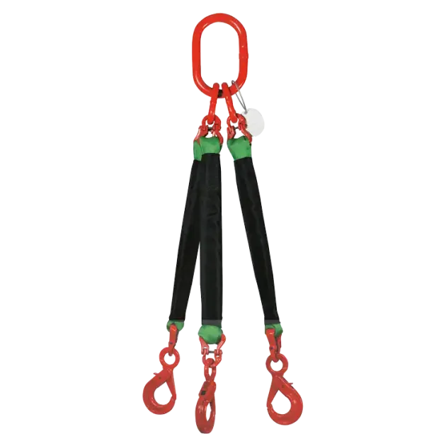 3-Strang Rundschlingengehänge mit Sicherheitslasthaken