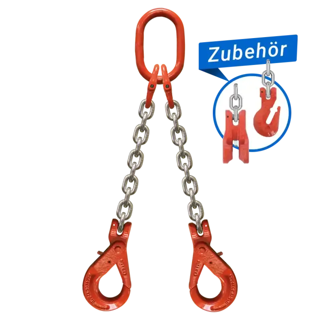 2-Strang Anschlagkette GK8 mit Sicherheitslasthaken