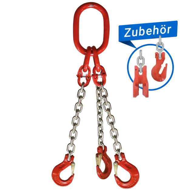 3-Strang Anschlagkette GK8 mit Lasthaken